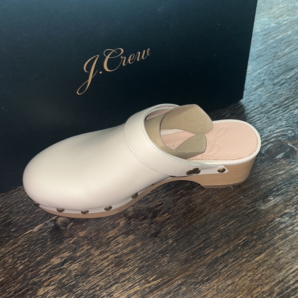 JCrew NWT Convertible leather clogs Dusty Ivory